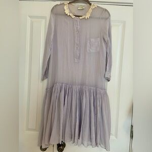Giada Forte Resort Italy Sheer Cotton Lavender Dress with Lace Collar